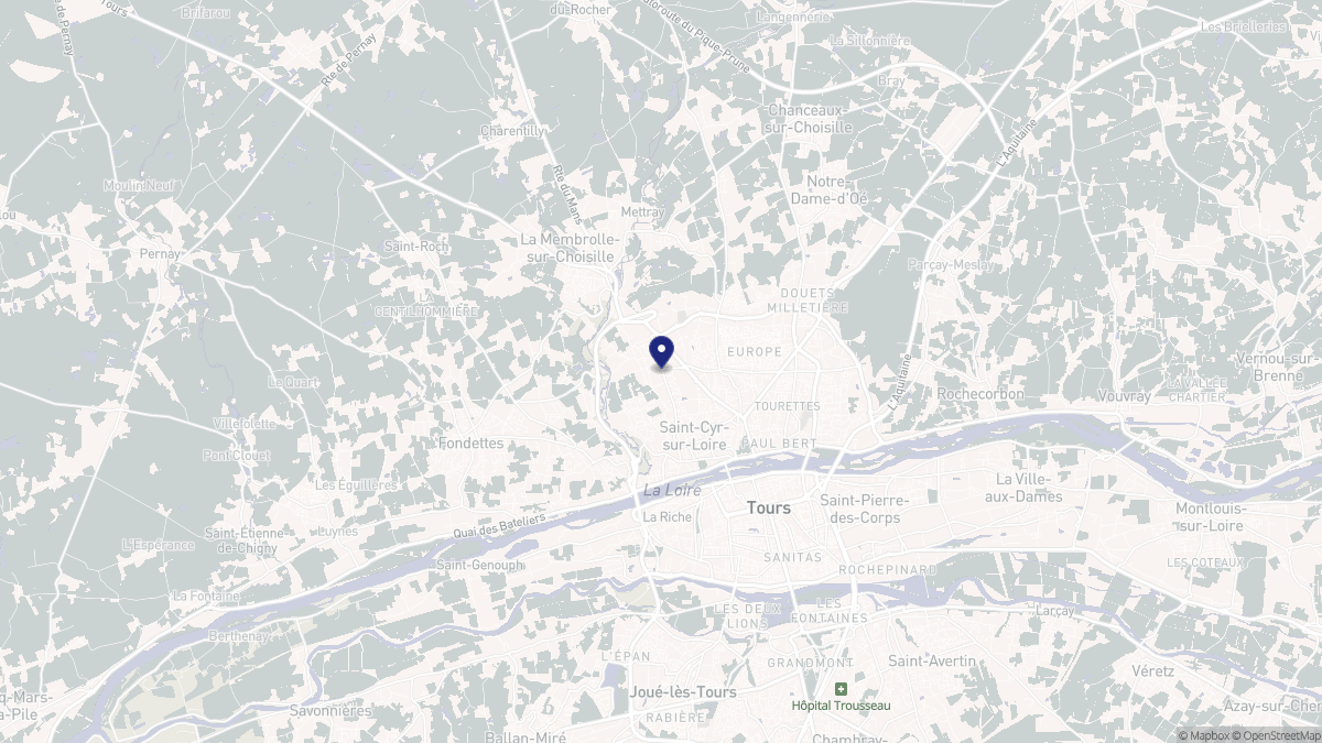 Aperçu cartographique de Saint-Cyr-sur-Loire, centré sur la commune