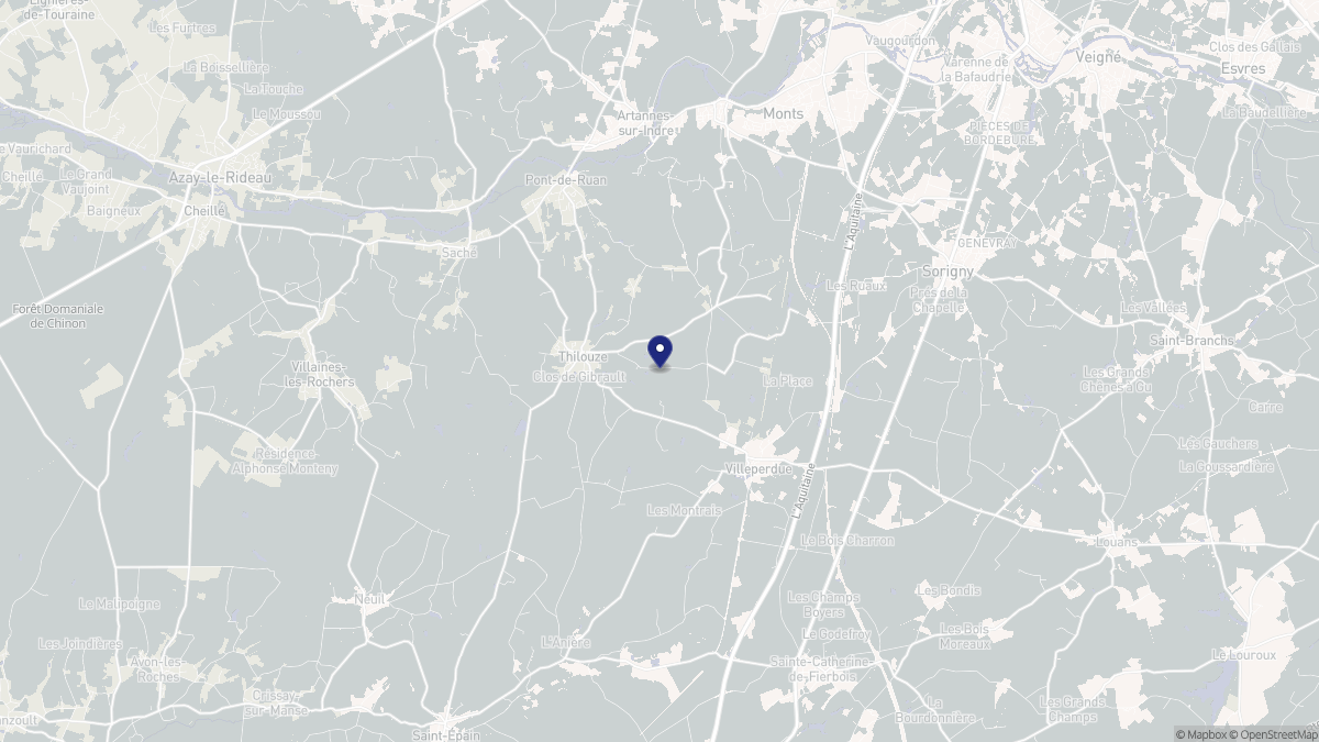 Aperçu cartographique de Thilouze, centré sur la commune