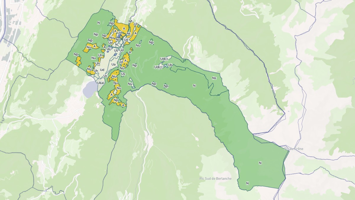 Aperçu cartographique de Allevard, centré sur la commune