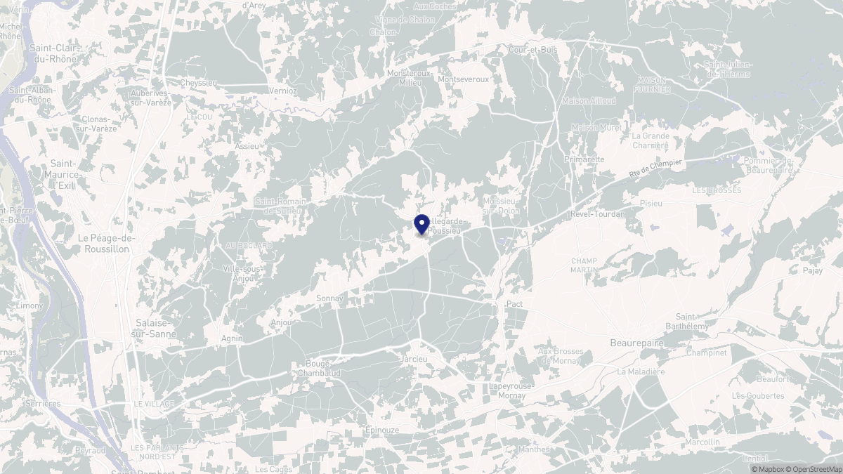 Aperçu cartographique de Bellegarde-Poussieu, centré sur la commune