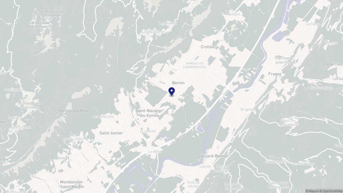 Aperçu cartographique de Bernin, centré sur la commune