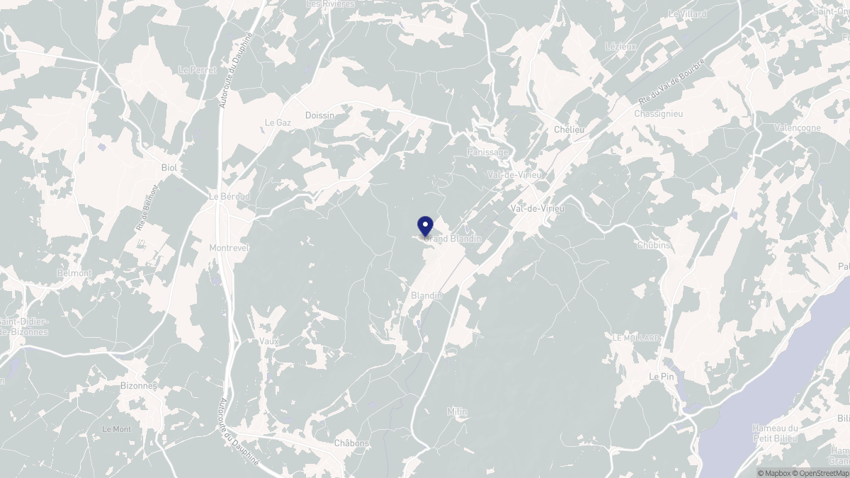 Aperçu cartographique de Blandin, centré sur la commune