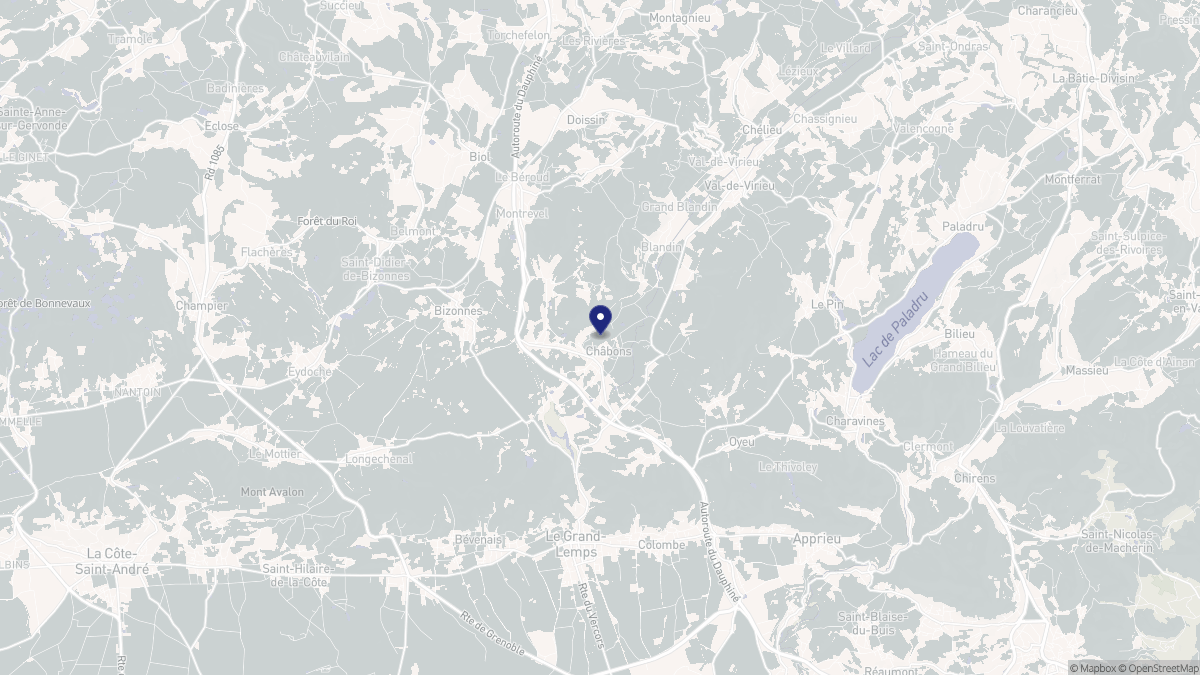 Aperçu cartographique de Châbons, centré sur la commune