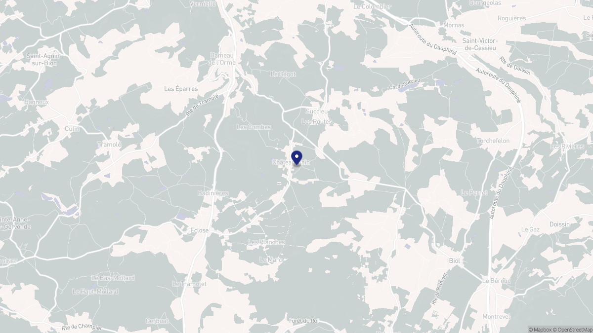Aperçu cartographique de Châteauvilain, centré sur la commune