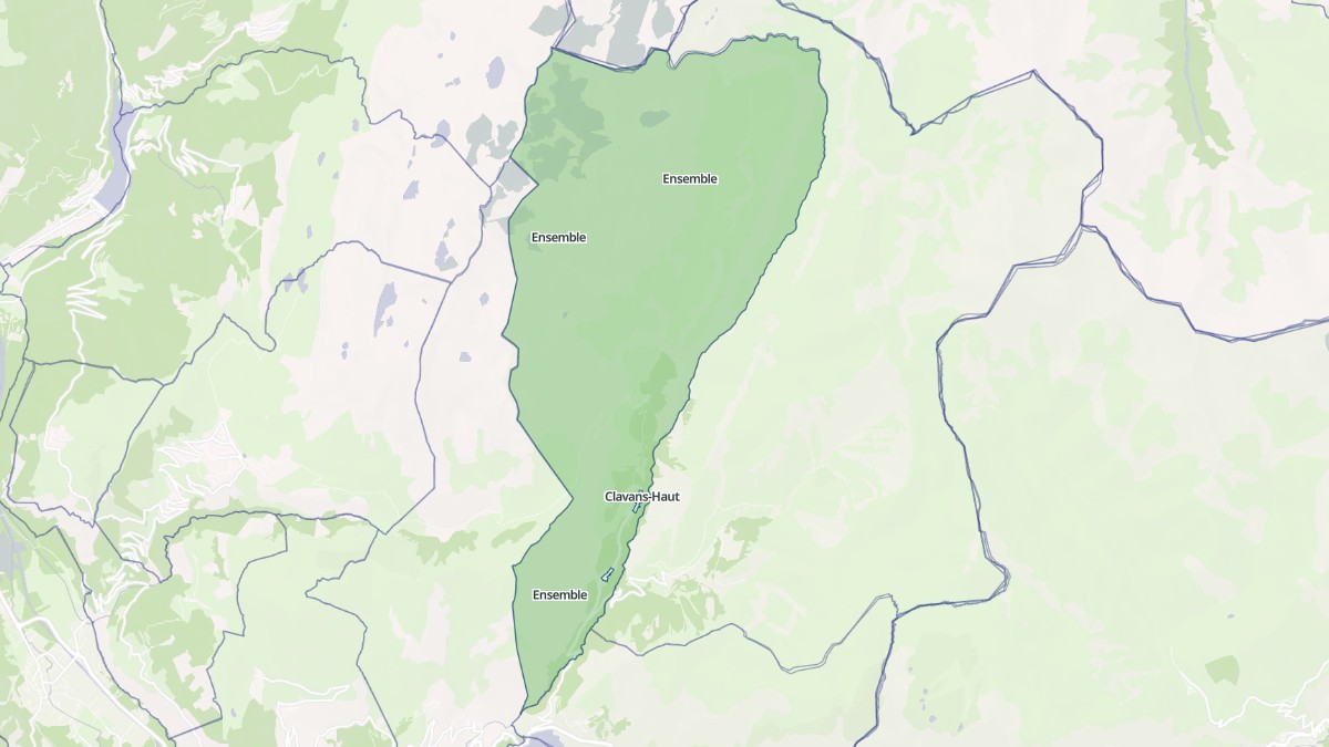 Aperçu cartographique de Clavans-en-Haut-Oisans, centré sur la commune