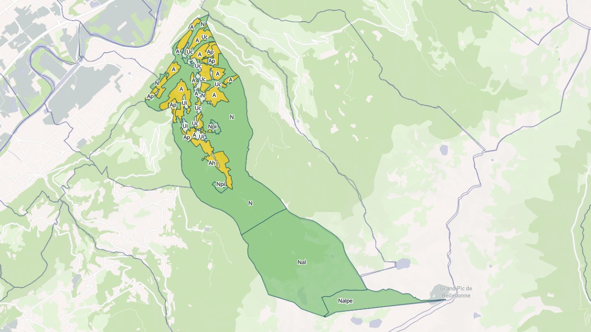 Aperçu cartographique de La Combe-de-Lancey, centré sur la commune