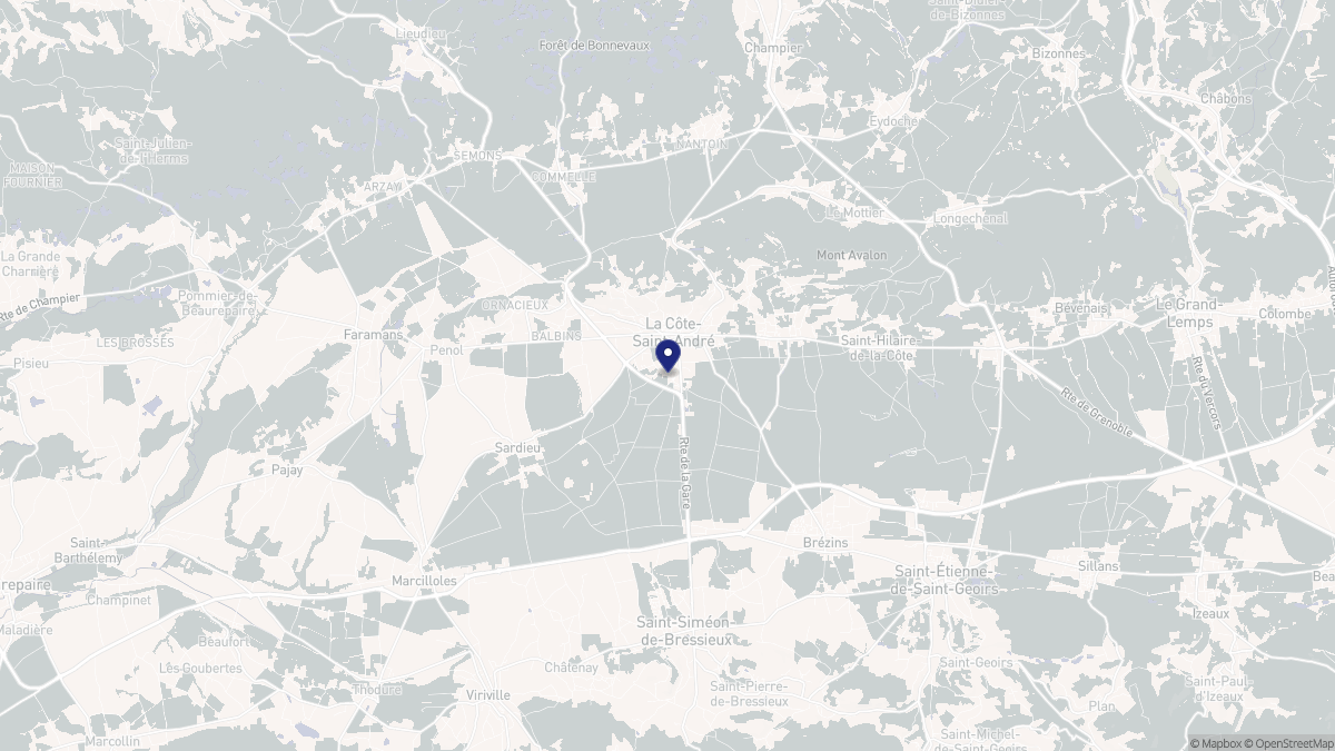 Aperçu cartographique de La Côte-Saint-André, centré sur la commune