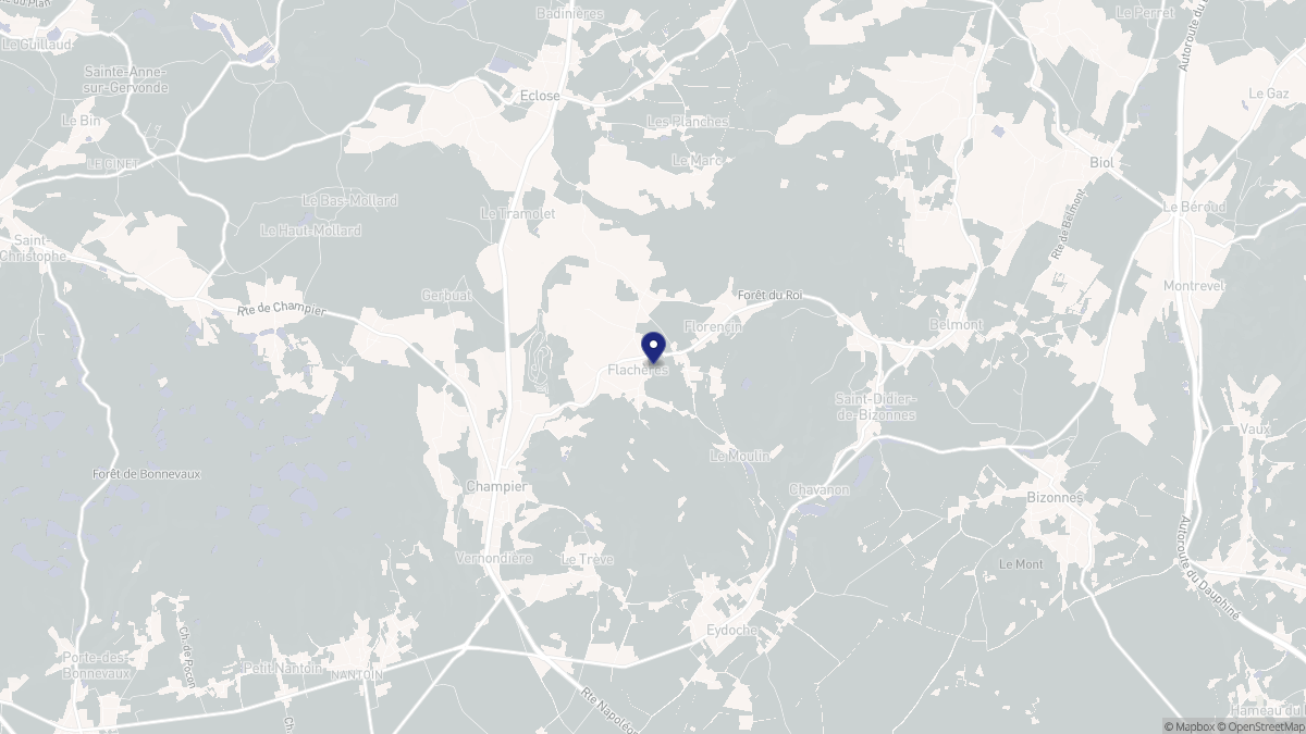 Aperçu cartographique de Flachères, centré sur la commune