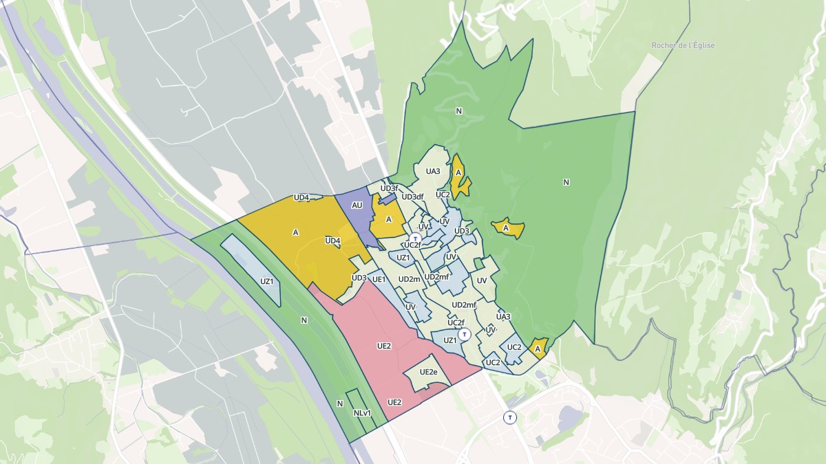 Aperçu cartographique de Fontanil-Cornillon, centré sur la commune