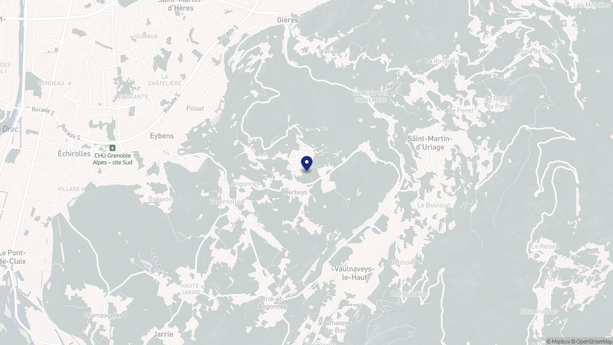 Aperçu cartographique de Herbeys, centré sur la commune