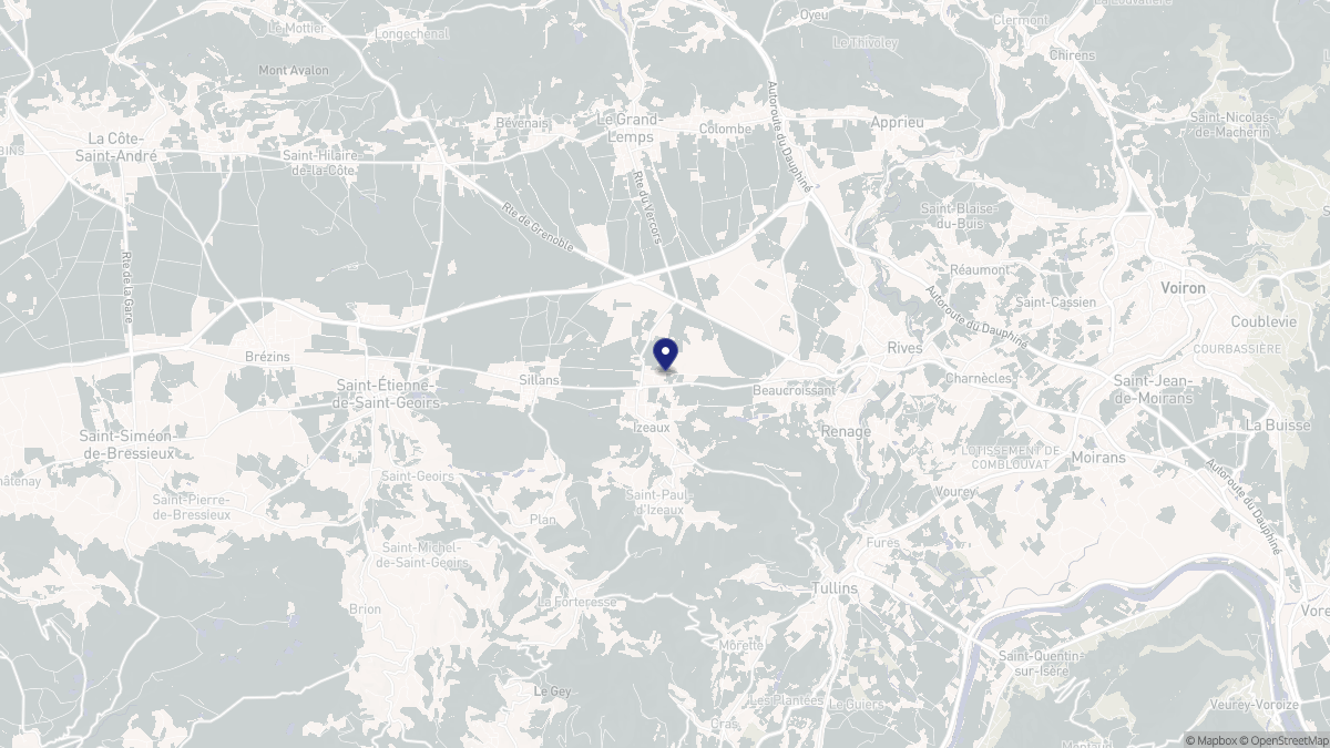 Aperçu cartographique de Izeaux, centré sur la commune