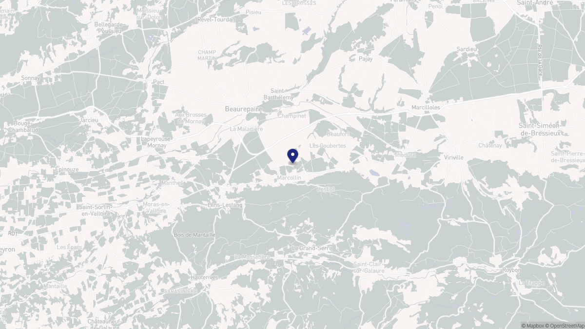 Aperçu cartographique de Marcollin, centré sur la commune