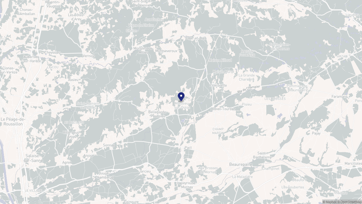 Aperçu cartographique de Moissieu-sur-Dolon, centré sur la commune