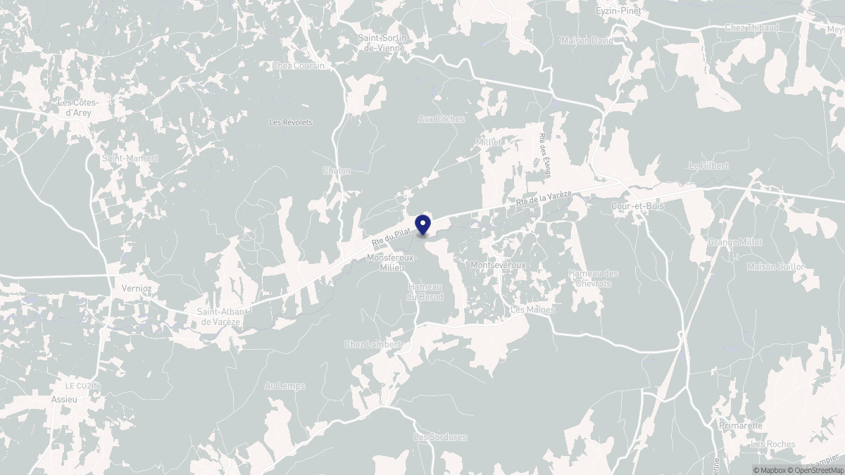 Aperçu cartographique de Monsteroux-Milieu, centré sur la commune