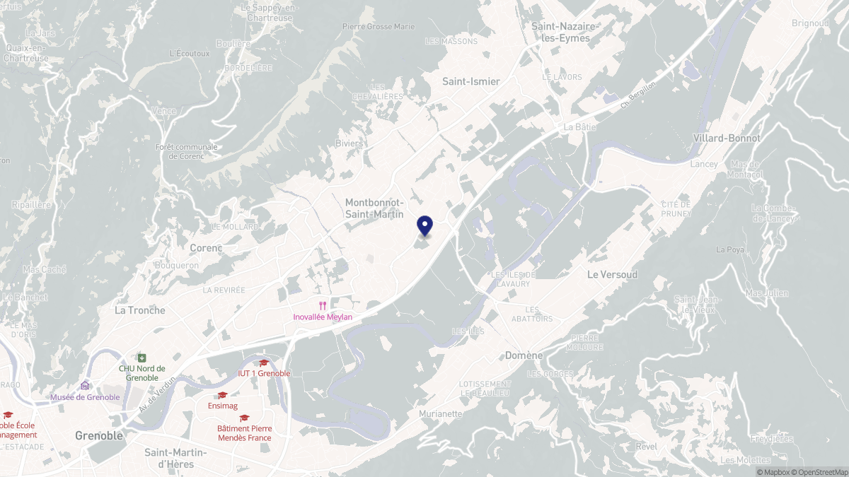Aperçu cartographique de Montbonnot-Saint-Martin, centré sur la commune