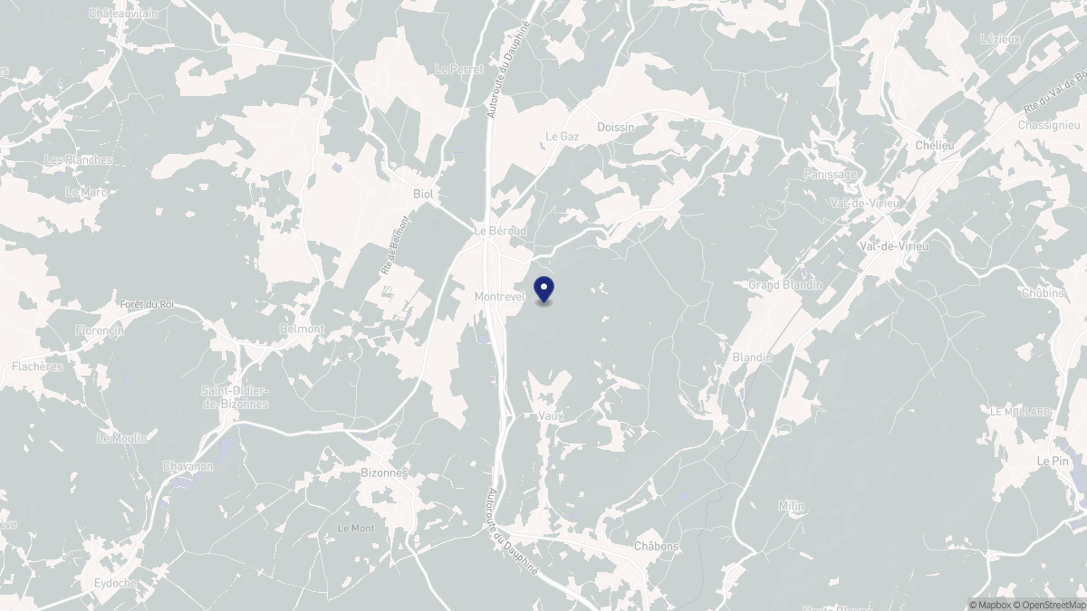 Aperçu cartographique de Montrevel, centré sur la commune