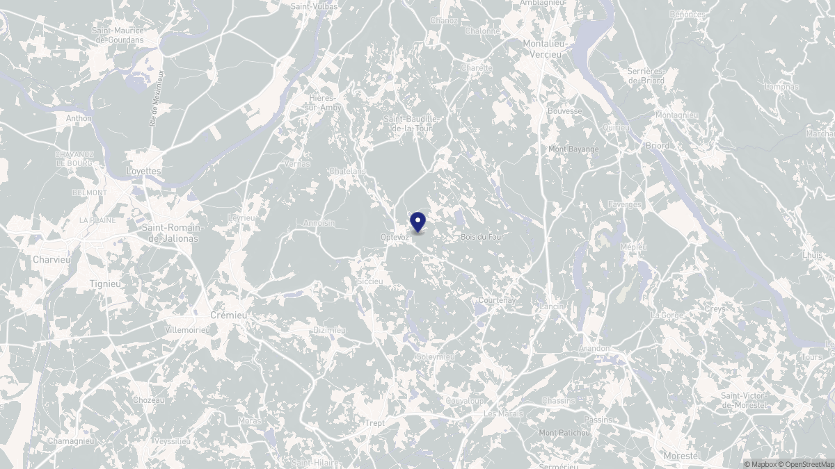 Aperçu cartographique de Optevoz, centré sur la commune