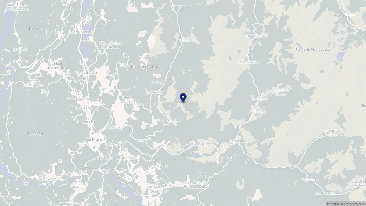 Aperçu cartographique de Oris-en-Rattier, centré sur la commune