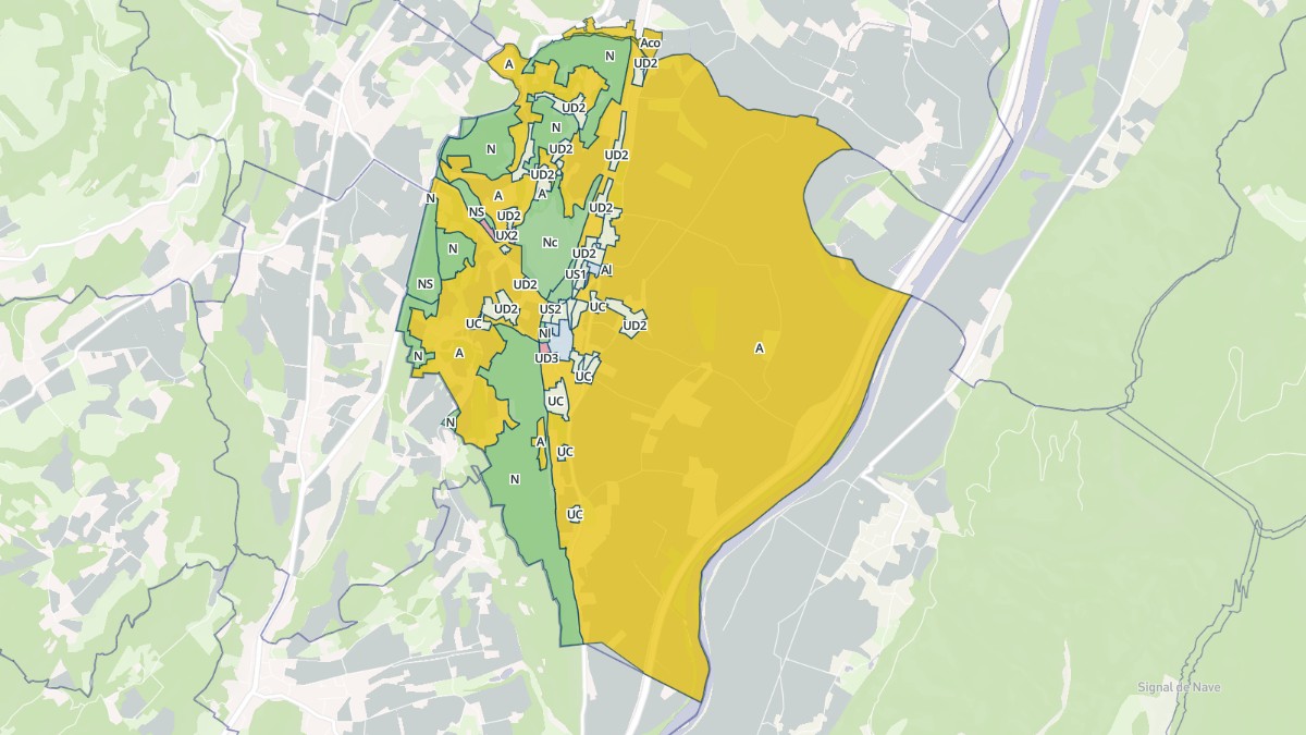 Aperçu cartographique de Poliénas, centré sur la commune