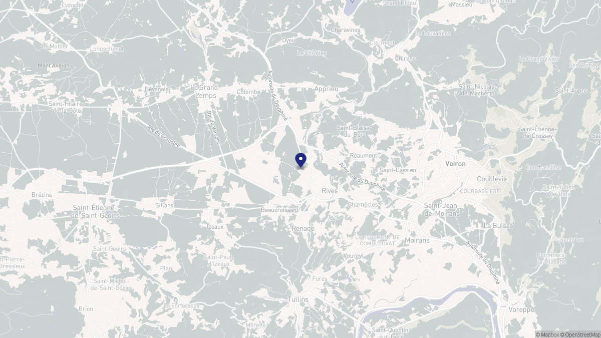 Aperçu cartographique de Rives, centré sur la commune