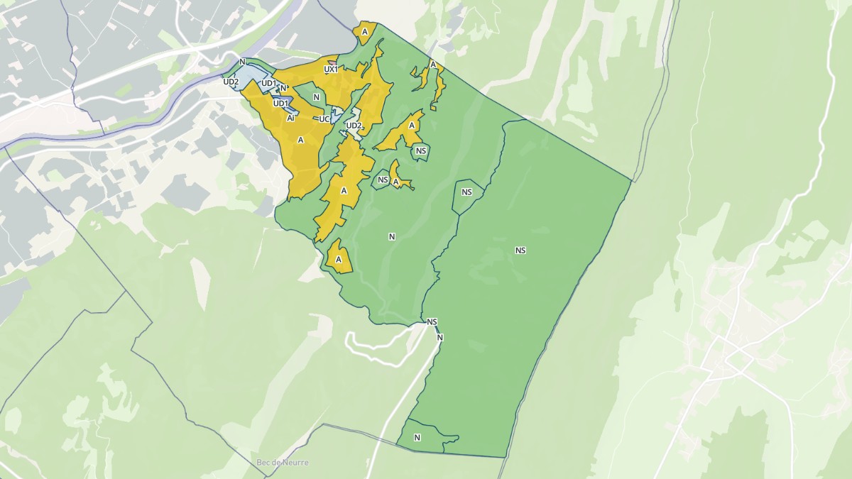 Aperçu cartographique de Saint-Gervais, centré sur la commune