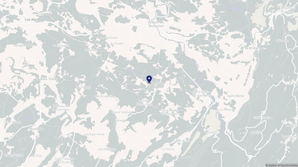 Aperçu cartographique de Saint-Jean-d'Avelanne, centré sur la commune