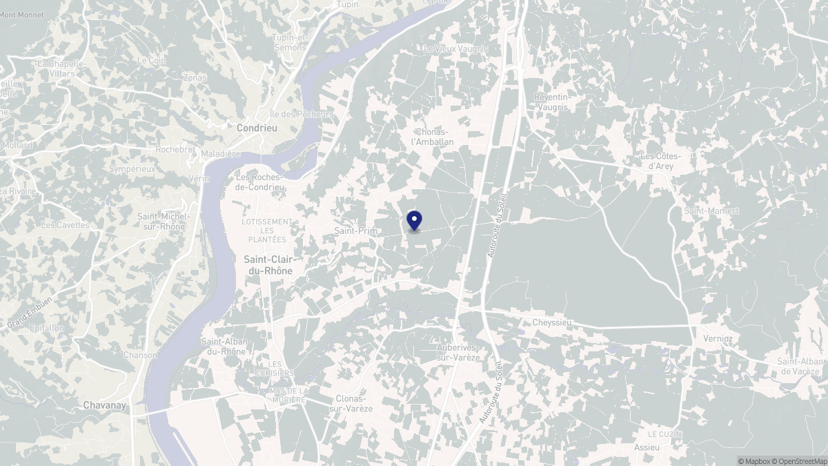 Aperçu cartographique de Saint-Prim, centré sur la commune