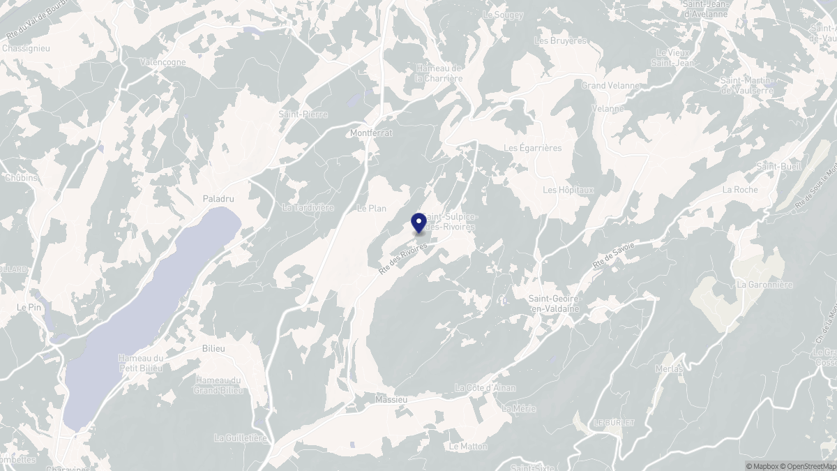 Aperçu cartographique de Saint-Sulpice-des-Rivoires, centré sur la commune