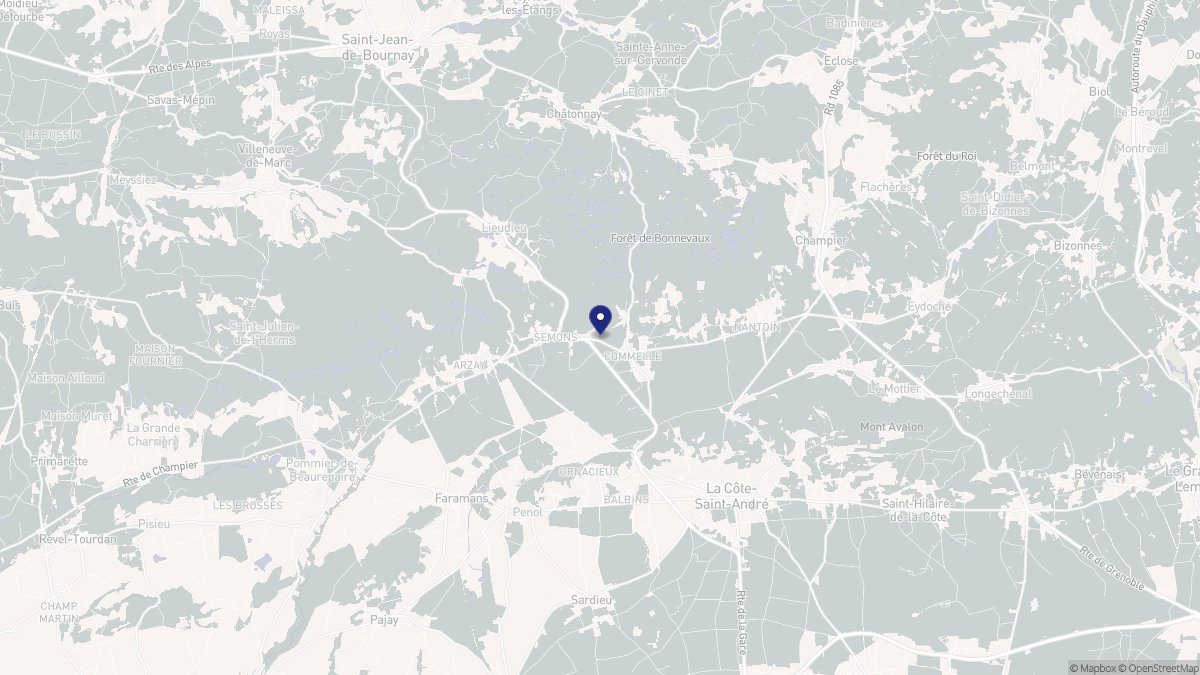 Aperçu cartographique de Porte-des-Bonnevaux, centré sur la commune