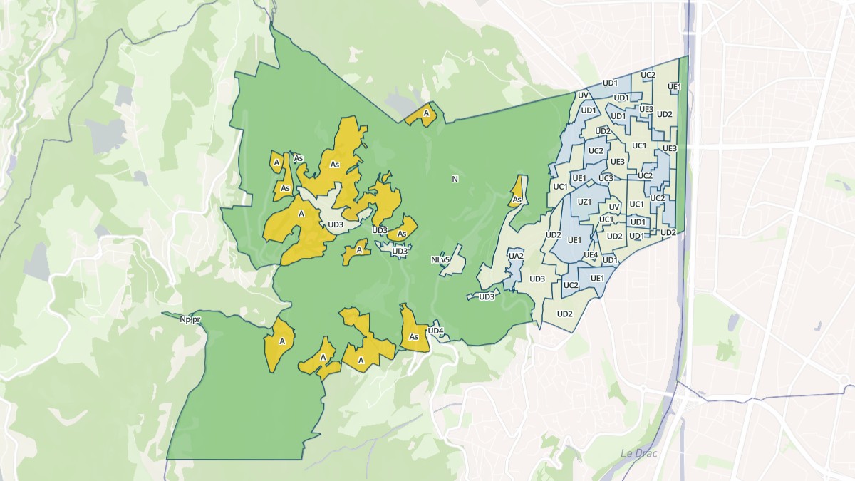 Aperçu cartographique de Seyssinet-Pariset, centré sur la commune