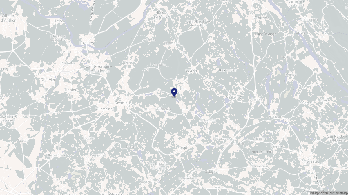 Aperçu cartographique de Siccieu-Saint-Julien-et-Carisieu, centré sur la commune