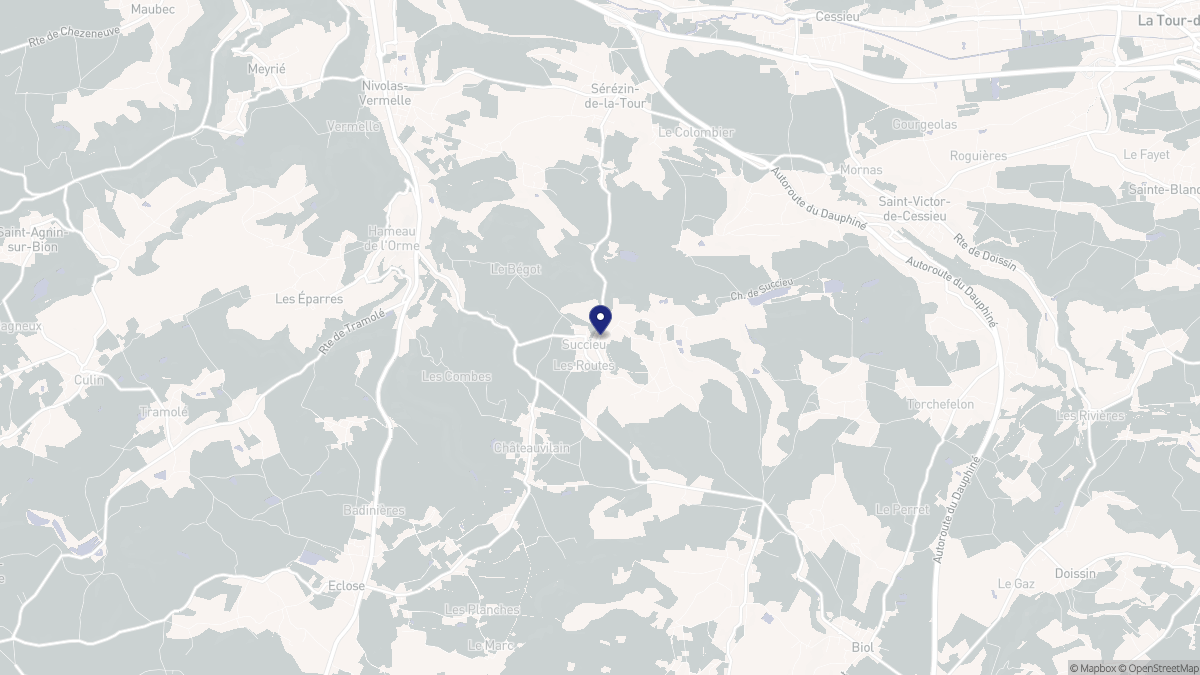 Aperçu cartographique de Succieu, centré sur la commune