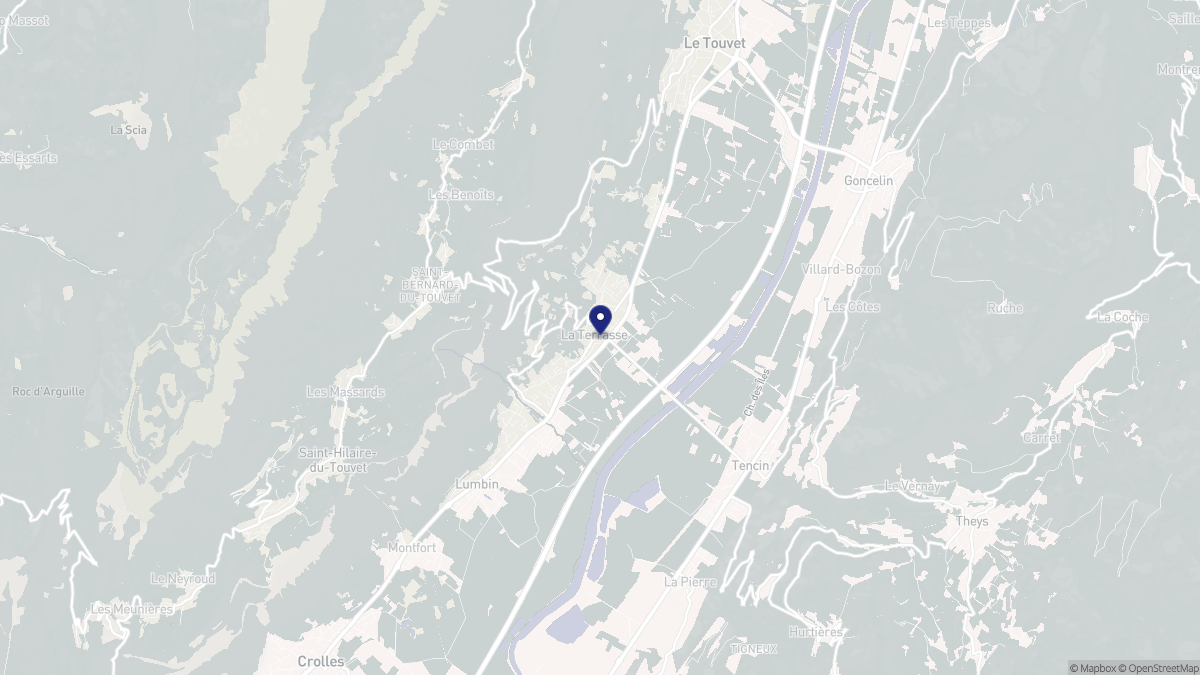 Aperçu cartographique de La Terrasse, centré sur la commune