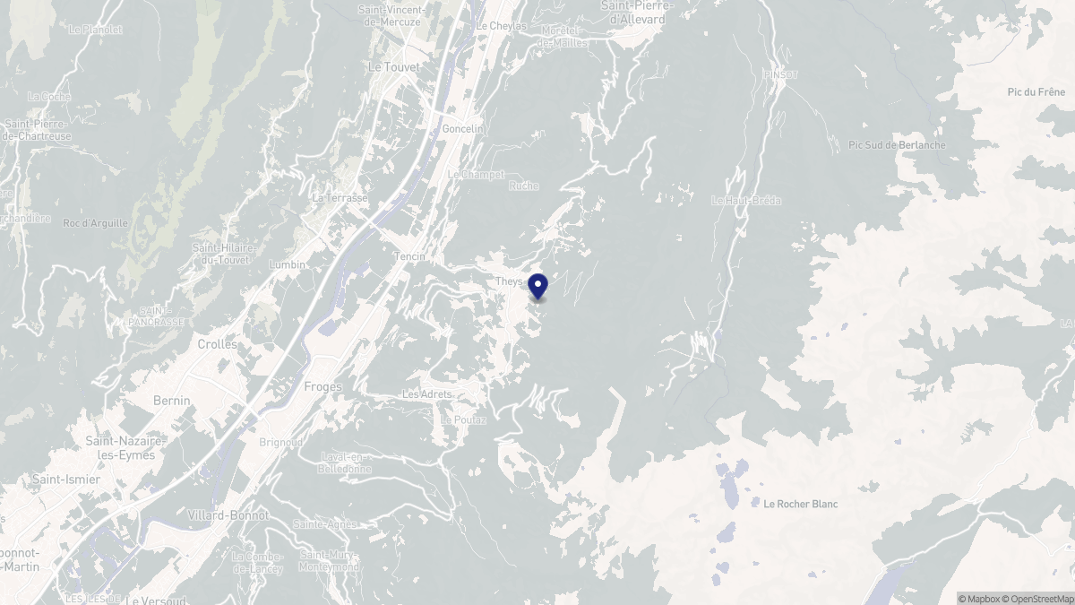 Aperçu cartographique de Theys, centré sur la commune