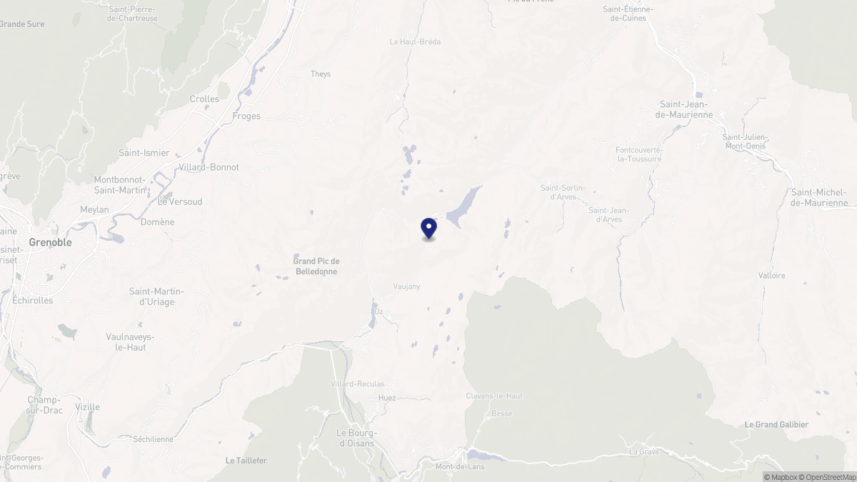 Aperçu cartographique de Vaujany, centré sur la commune