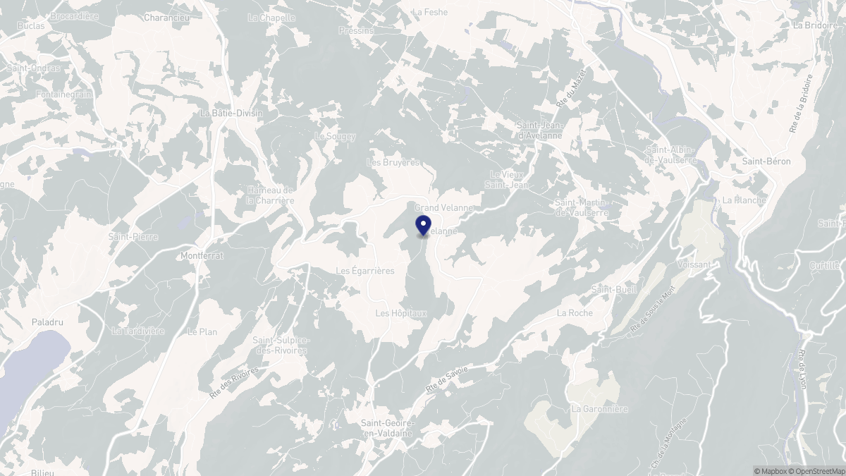 Aperçu cartographique de Velanne, centré sur la commune