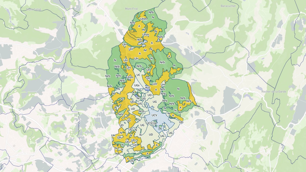 Aperçu cartographique de Voiron, centré sur la commune