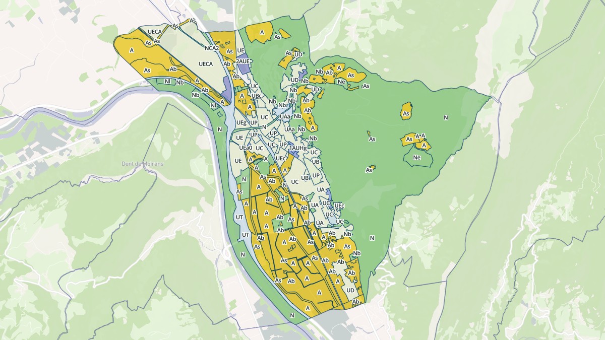 Aperçu cartographique de Voreppe, centré sur la commune