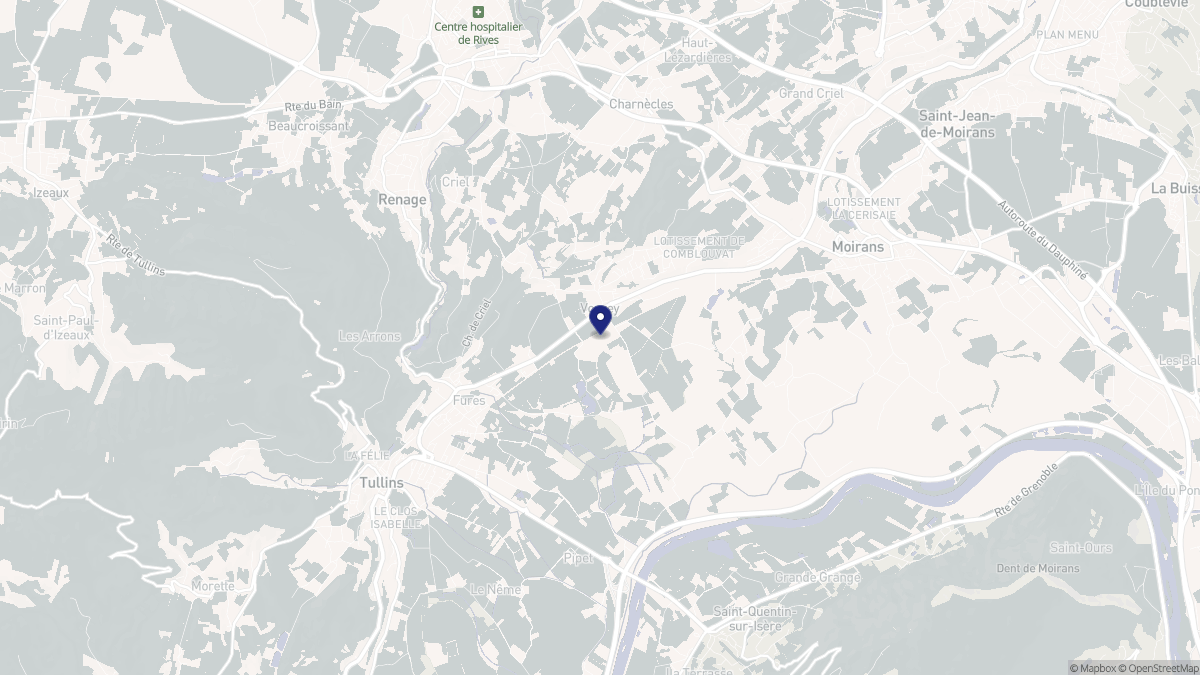 Aperçu cartographique de Vourey, centré sur la commune