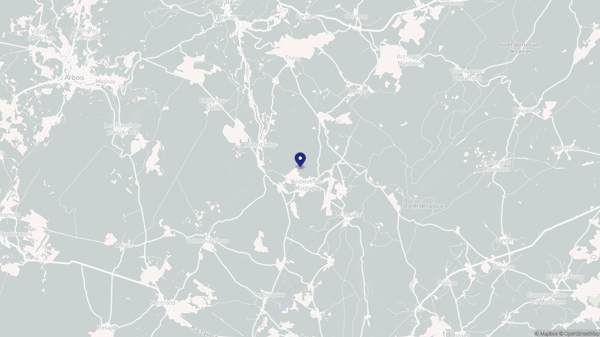 Aperçu cartographique de Andelot-en-Montagne, centré sur la commune