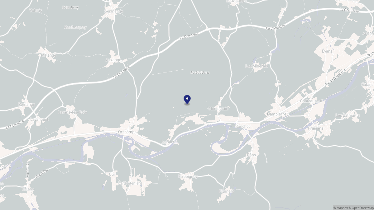 Aperçu cartographique de La Barre, centré sur la commune