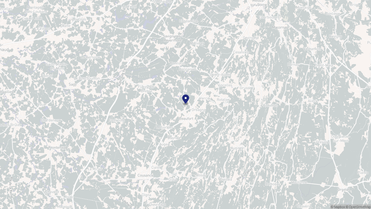 Aperçu cartographique de Beaufort-Orbagna, centré sur la commune