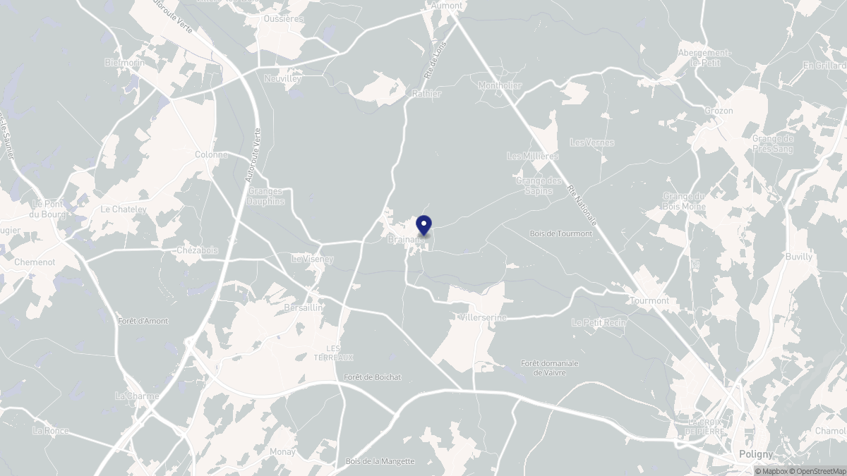 Aperçu cartographique de Brainans, centré sur la commune