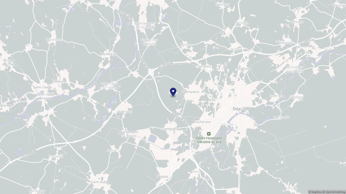 Aperçu cartographique de Champvans, centré sur la commune