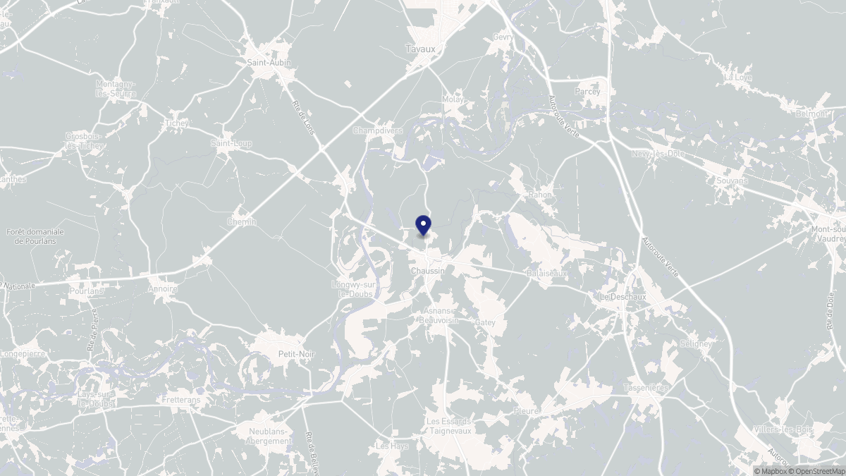 Aperçu cartographique de Chaussin, centré sur la commune