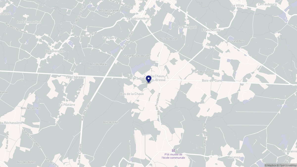 Aperçu cartographique de La Chaux-en-Bresse, centré sur la commune