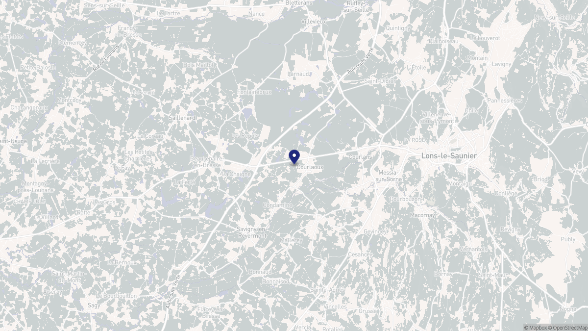 Aperçu cartographique de Courlaoux, centré sur la commune