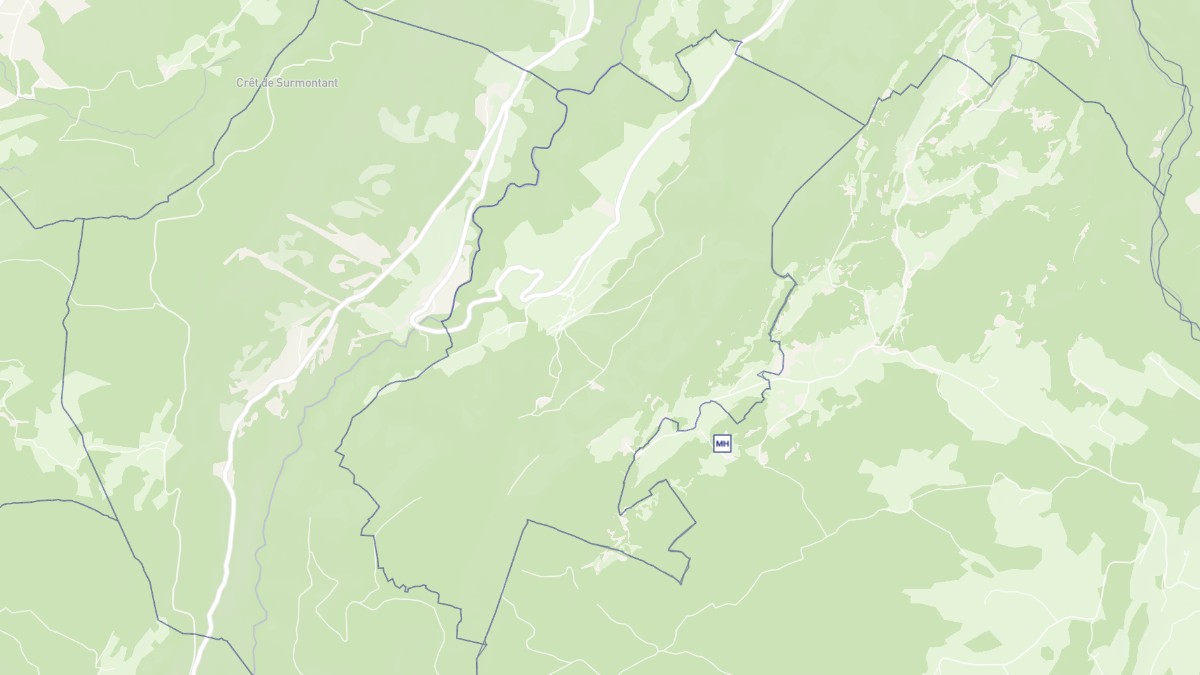 Aperçu cartographique de Coyrière, centré sur la commune