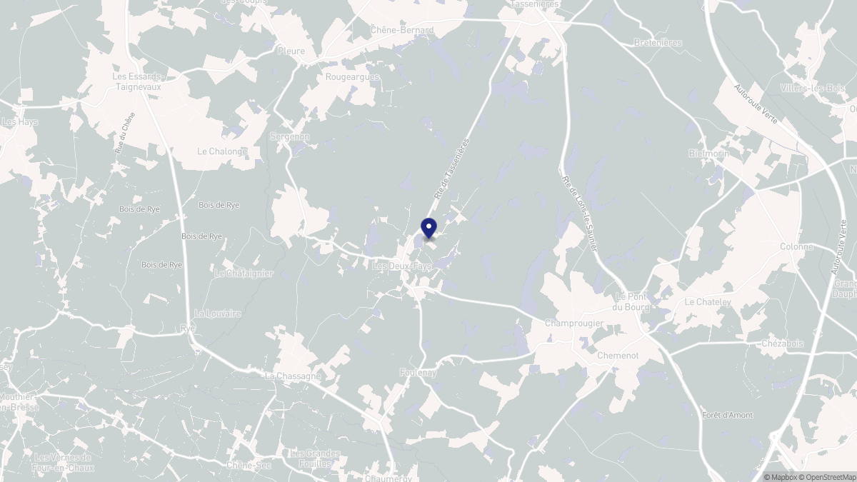 Aperçu cartographique de Les Deux-Fays, centré sur la commune