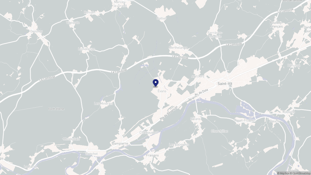 Aperçu cartographique de Évans, centré sur la commune